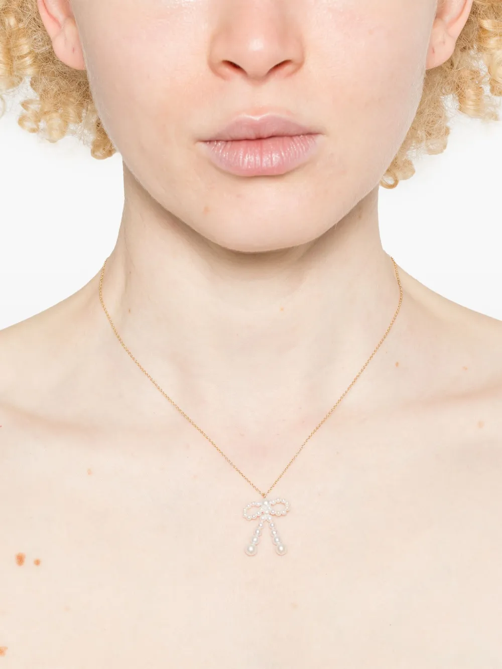 Sophie Bille Brahe 14kt geelgouden Bow Simple halsketting met hanger