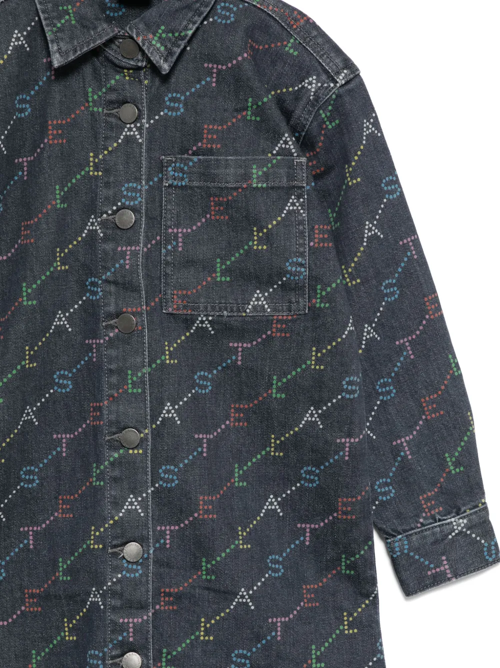 Stella McCartney Kids Spijkerjurk met logoprint Blauw