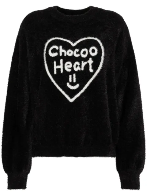 CHOCOOLATE heart-print crew neck jumper