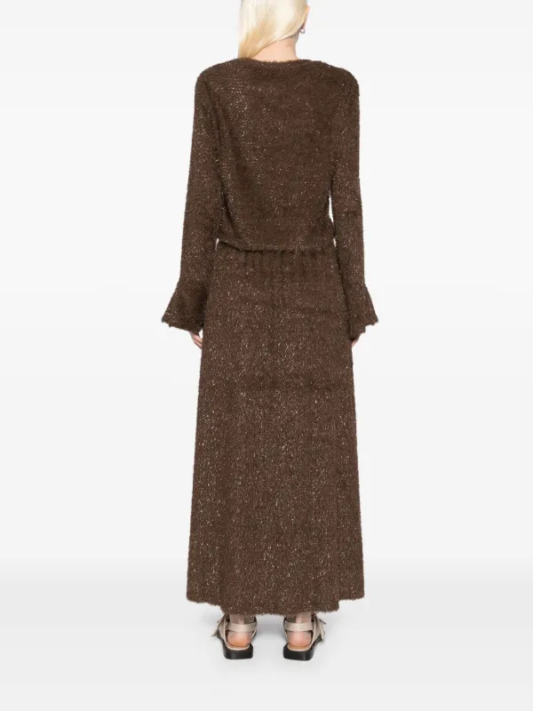 brown dress set PinkBlush Mocha Ribbed Sleeveless Dress Cardigan Maternity Set Large