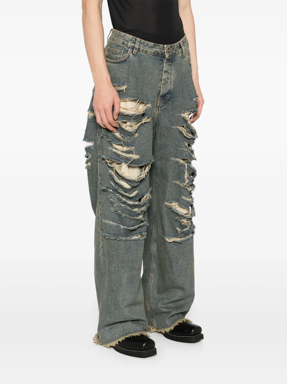 424 Gerafelde jeans Blauw
