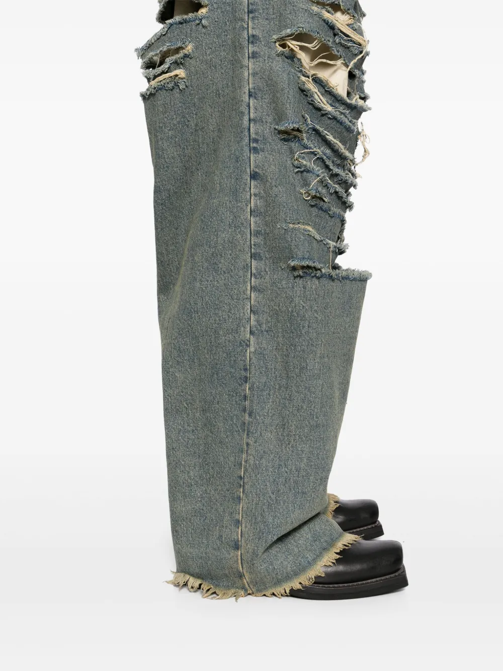424 Gerafelde jeans Blauw