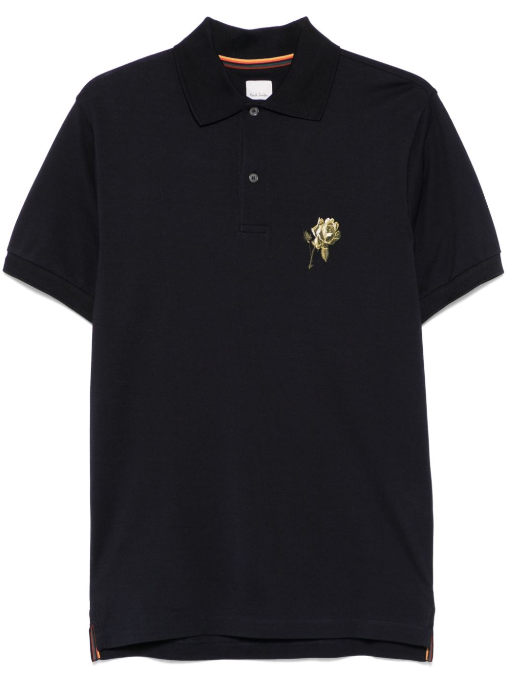 Shop Paul Smith Rose-embroidered Polo Shirt In Blue