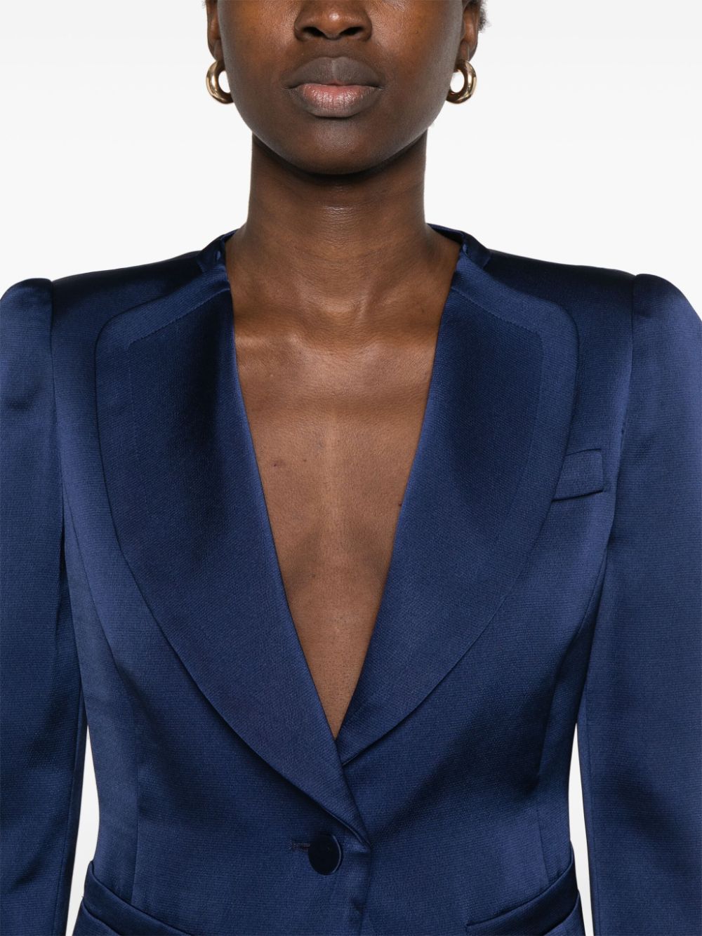 Shop Emporio Armani Satin Blazer In Blue