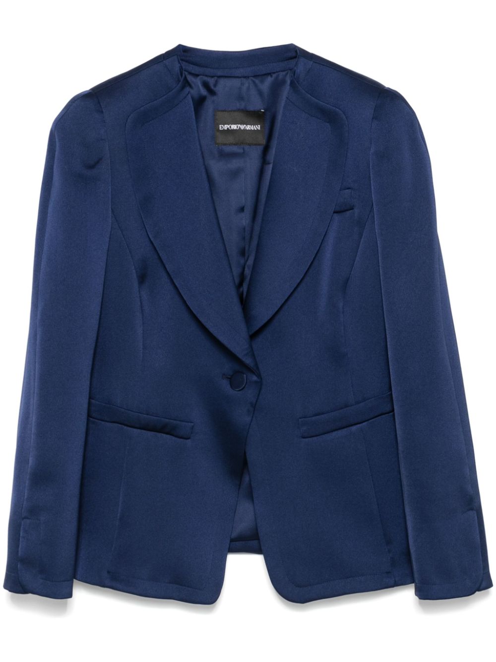 Shop Emporio Armani Satin Blazer In Blue