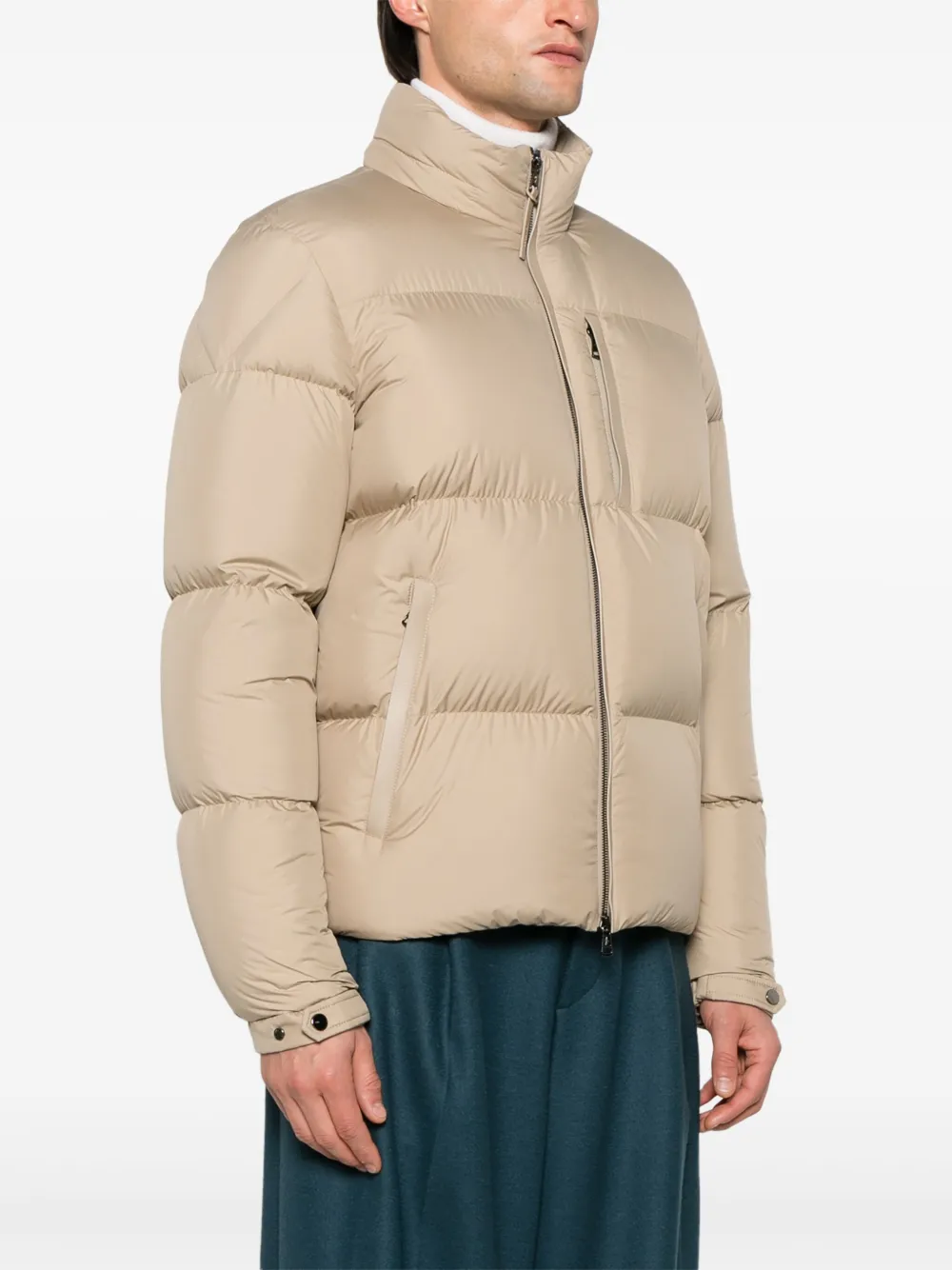 Moncler Donsjack met hoge hals Bruin