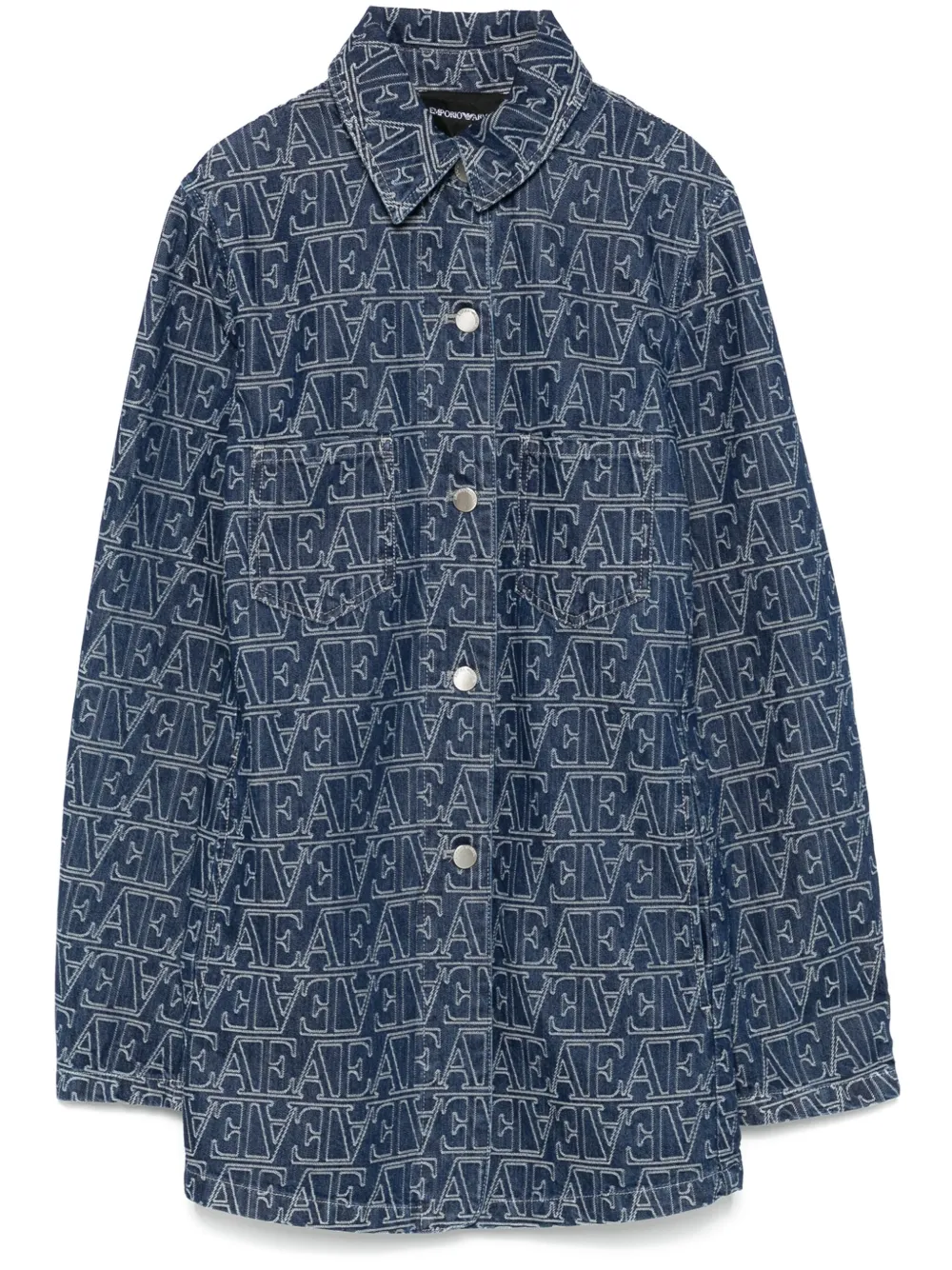 Emporio Armani Overhemd met logo jacquard Blauw