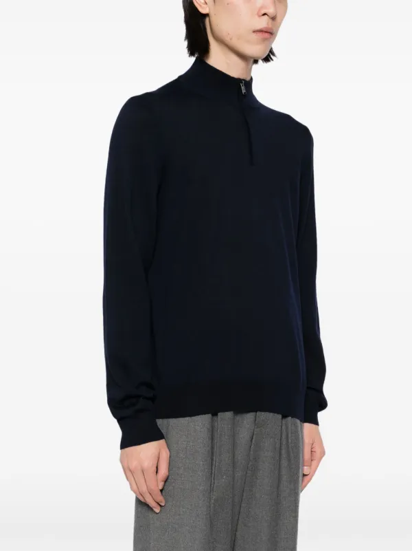 【関税込み】BOSS ネイビー ハーフジップ セーター BOSSのネイビー ハーフジップ セーターがセール中
