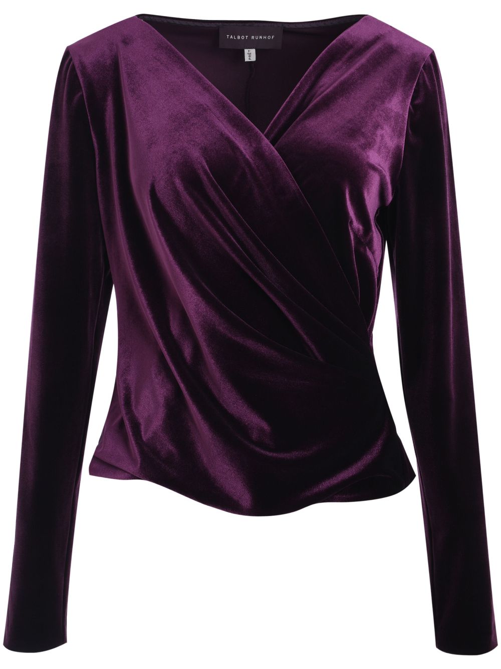 Talbot Runhof velvet v-neck top - Purple