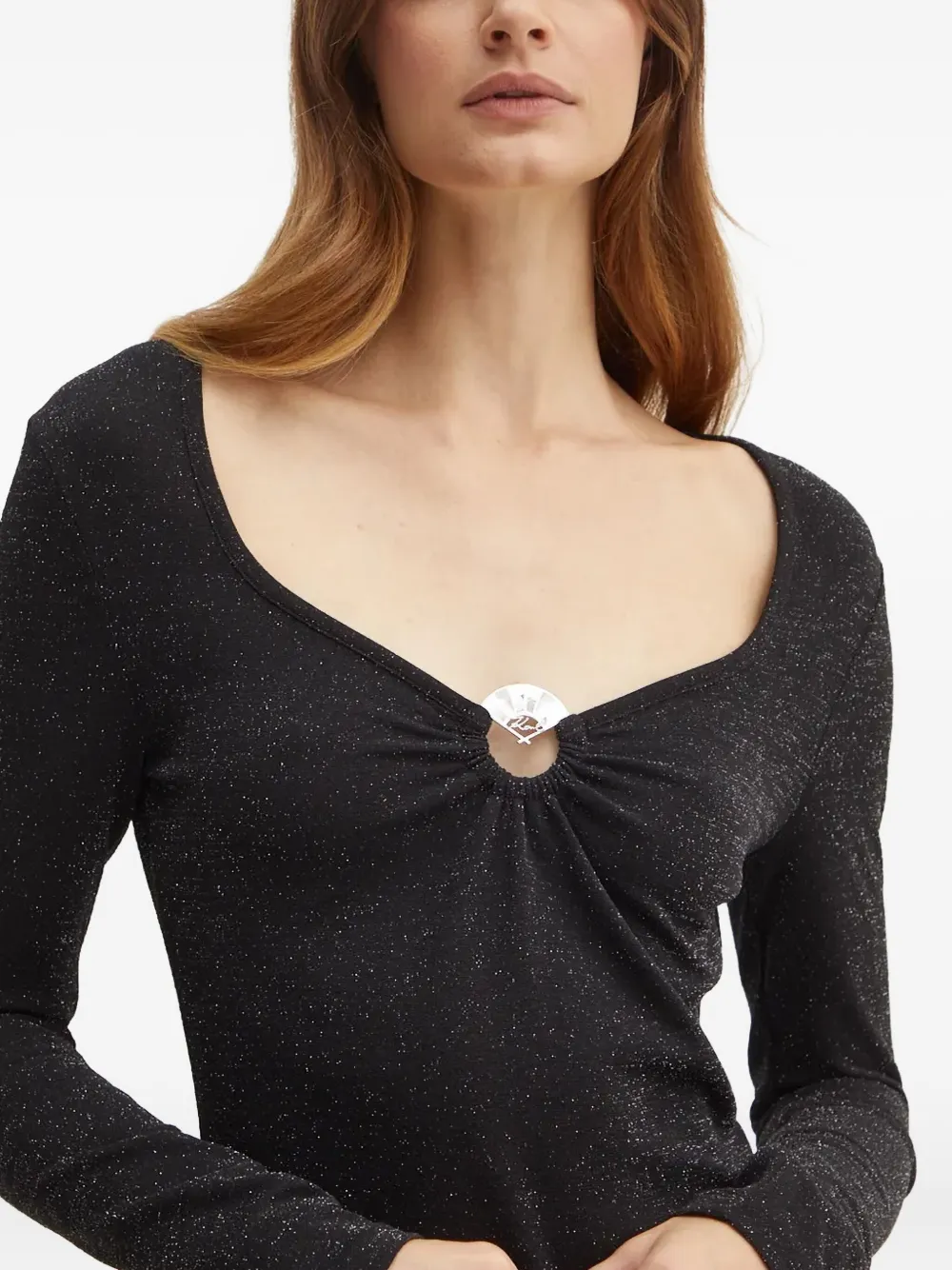 Karl Lagerfeld Top met ringdetail Zwart