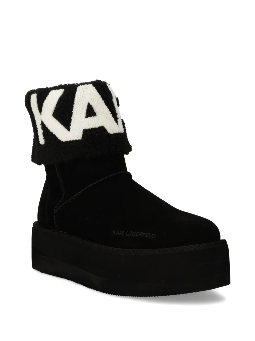 Karl Lagerfeld logo platform boot Zwart