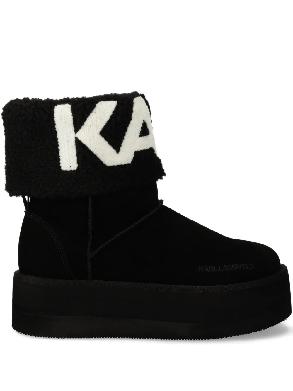 Karl Lagerfeld logo platform boot Zwart