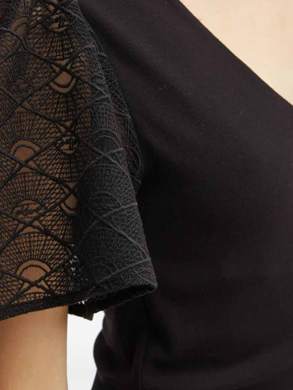 Karl Lagerfeld Blouse met kanten mouwen Zwart