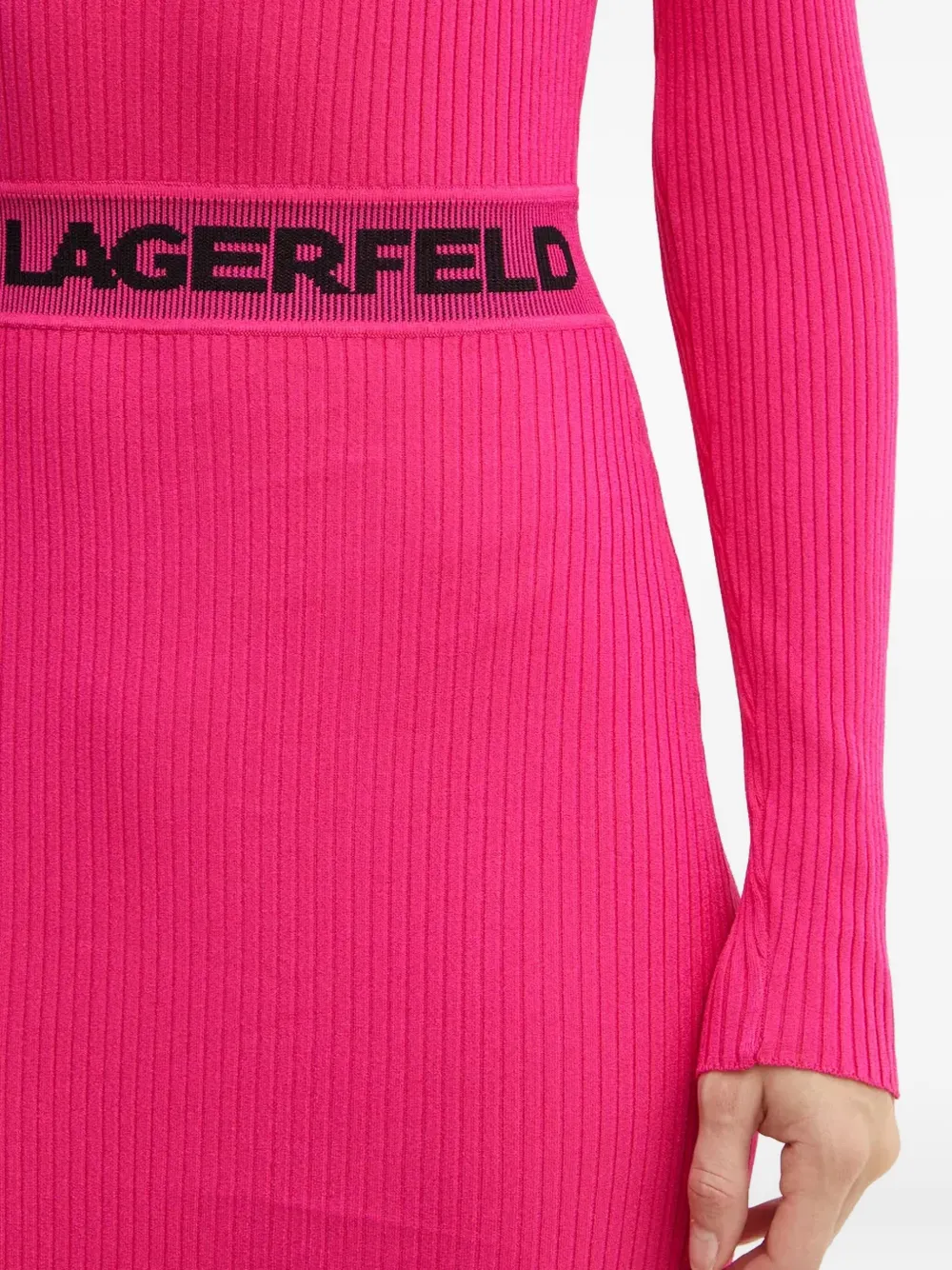 Karl Lagerfeld Midi-jurk met vierkante hals en logo Roze