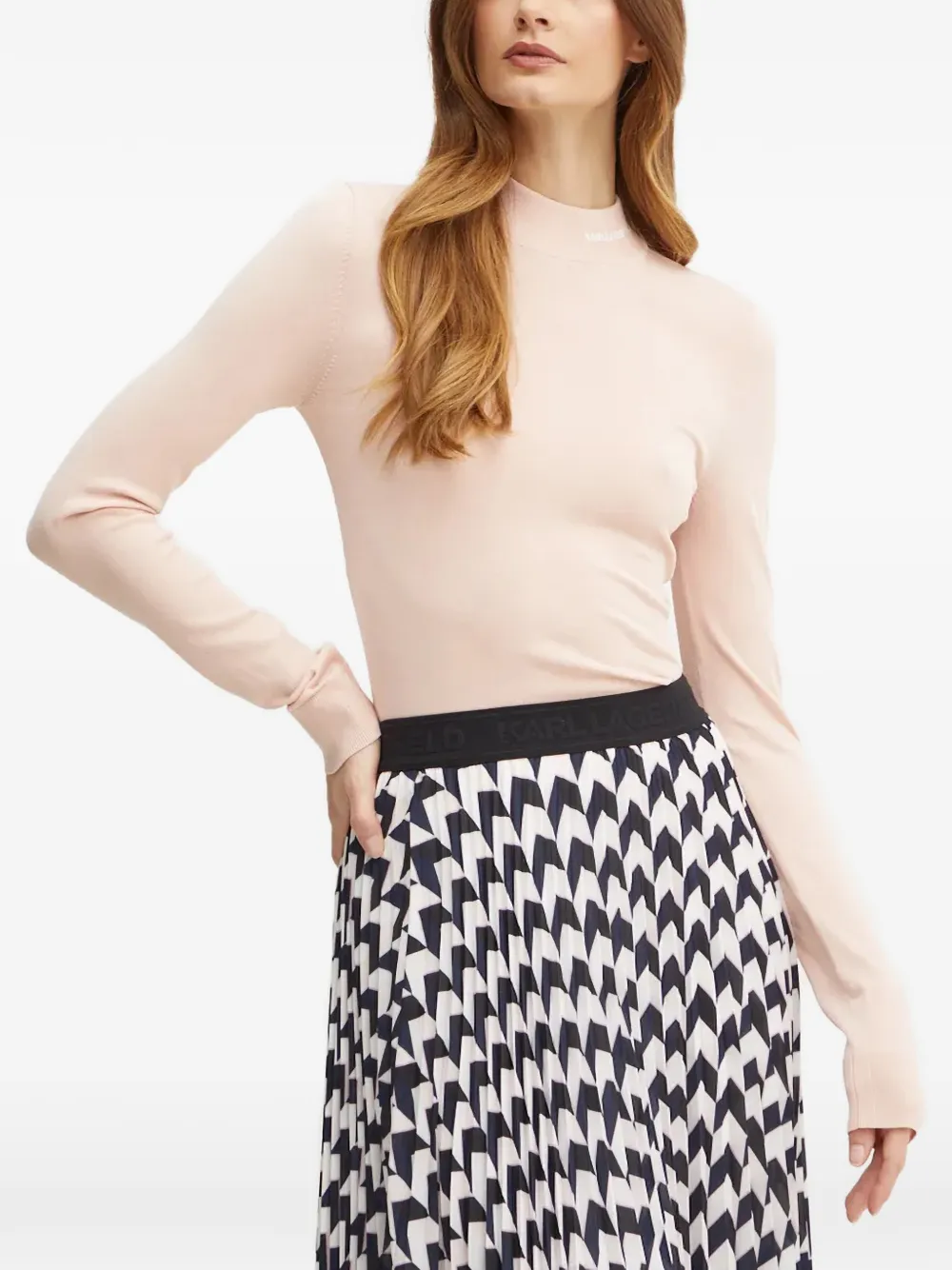 Karl Lagerfeld logo mock-neck knitwear - Rosa