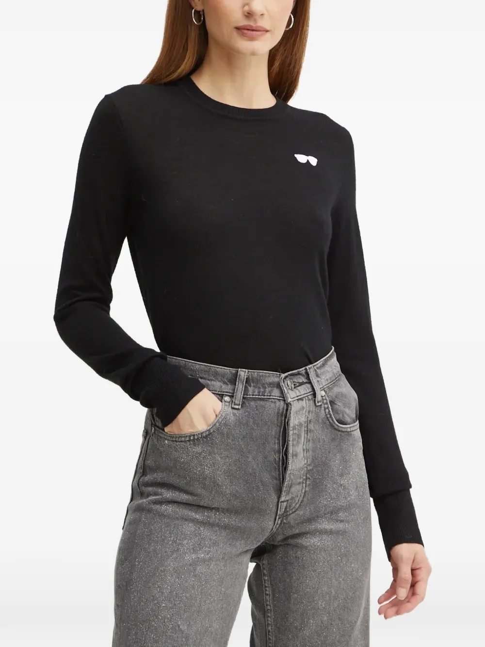 Karl Lagerfeld embroidered round-neck knitwear - Nero