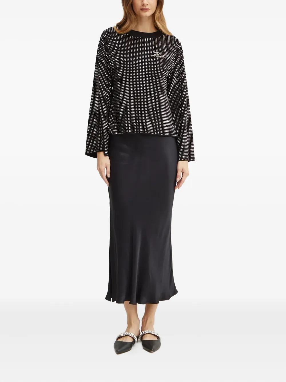 Karl Lagerfeld embellished long-sleeve sweater - Nero