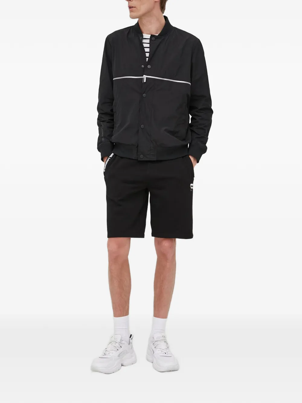 Karl Lagerfeld zip-up bomber jacket Zwart
