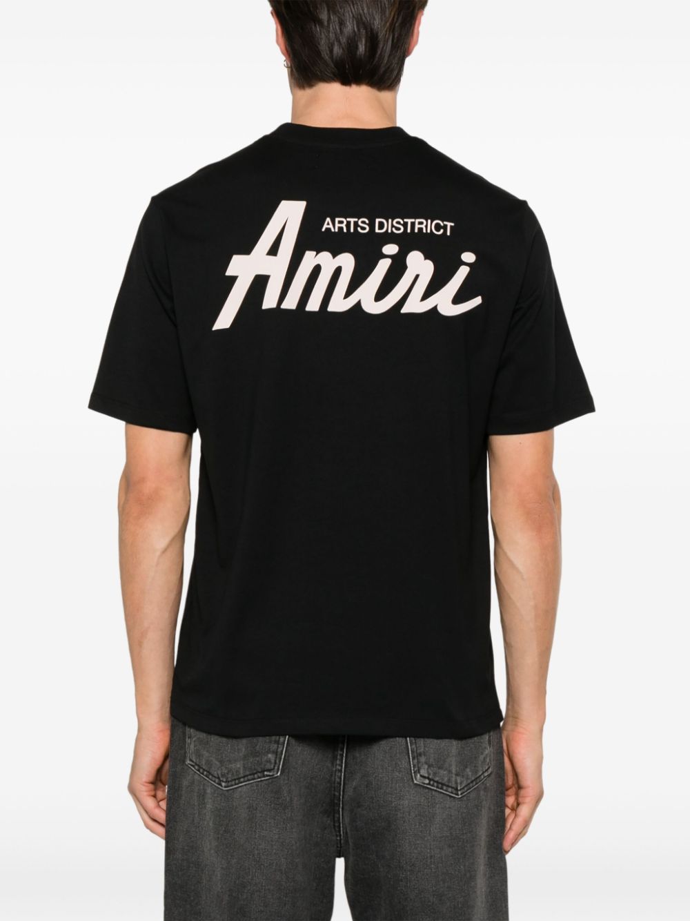 Shop Amiri Logo-flocked T-shirt In Black