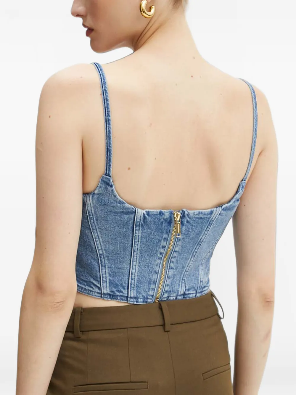 Michael Kors stretch denim bustier top Blauw