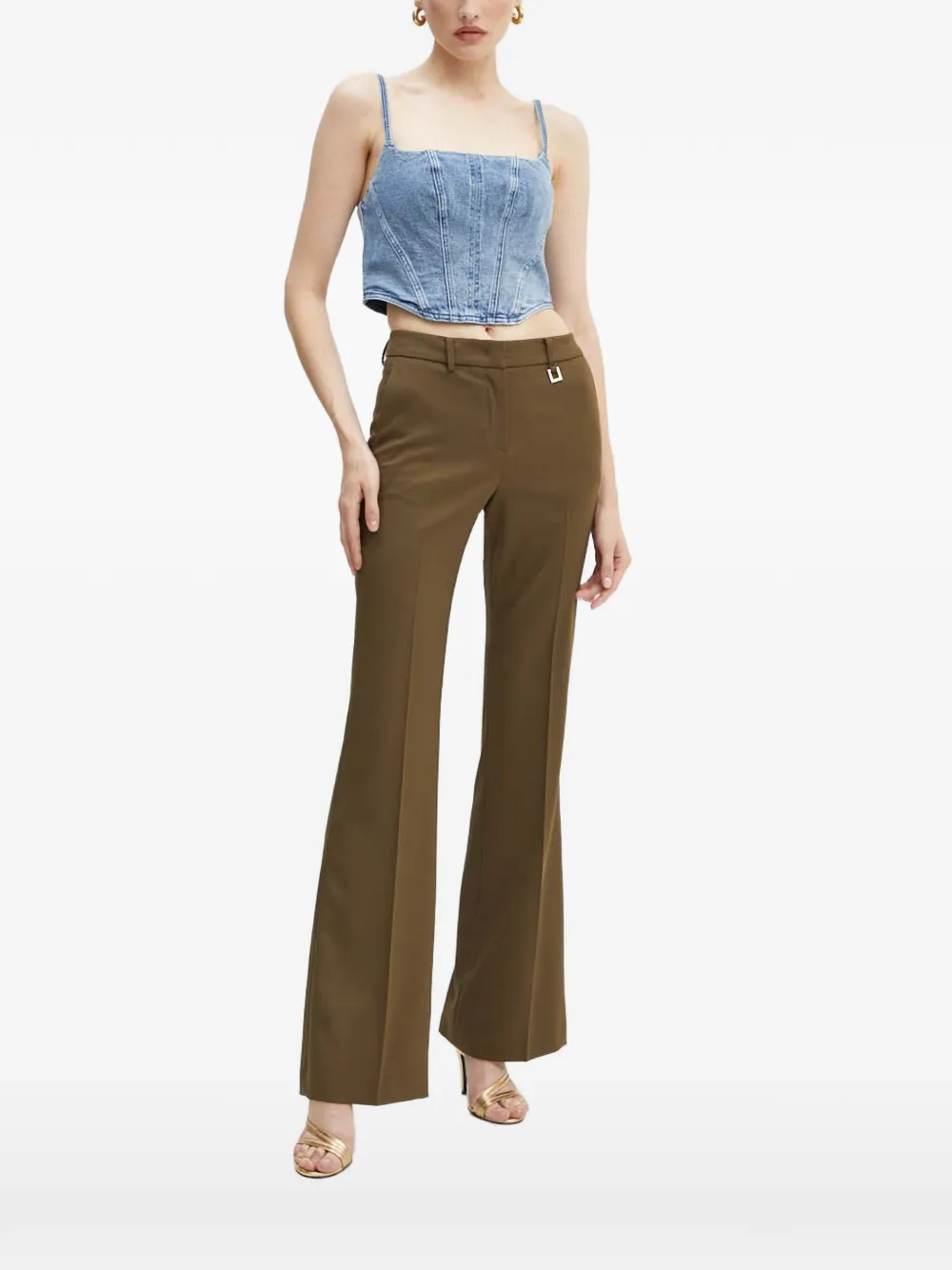 Michael Kors stretch denim bustier top Blauw