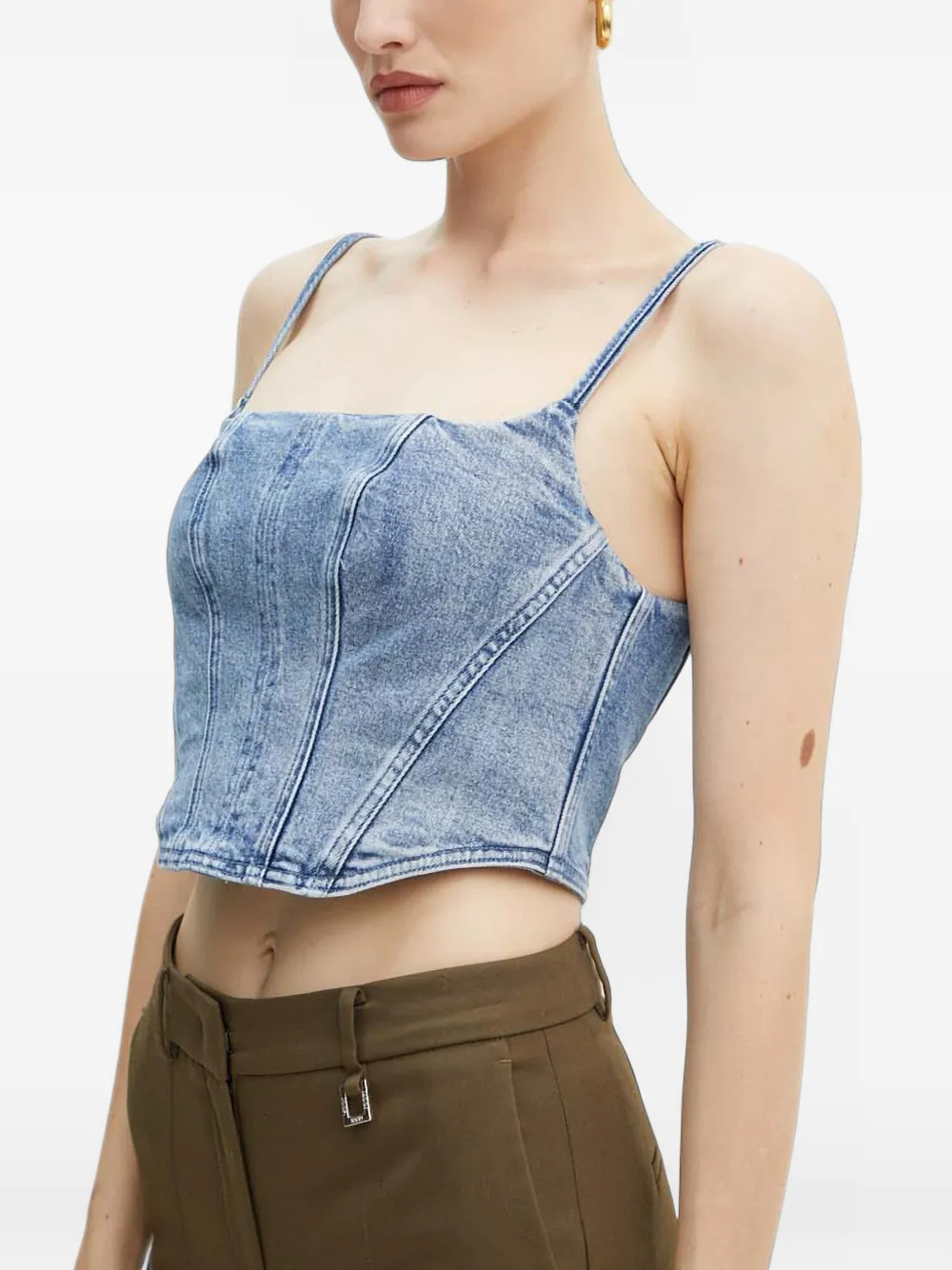 Michael Kors stretch denim bustier top Blauw