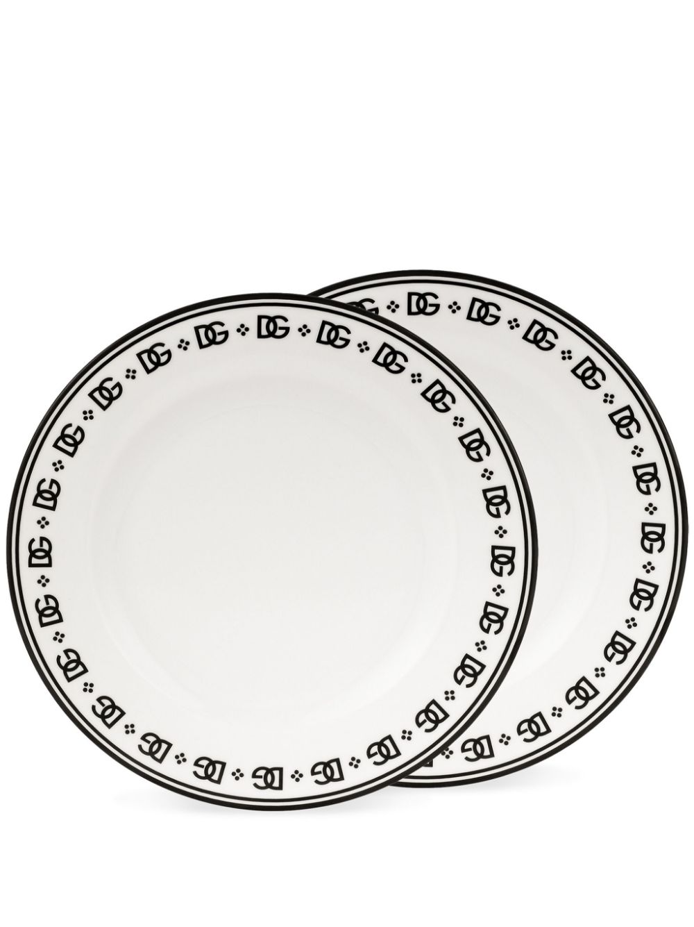 Shop Dolce & Gabbana Porcelain Dinner Plates (set Of Two) In Weiss