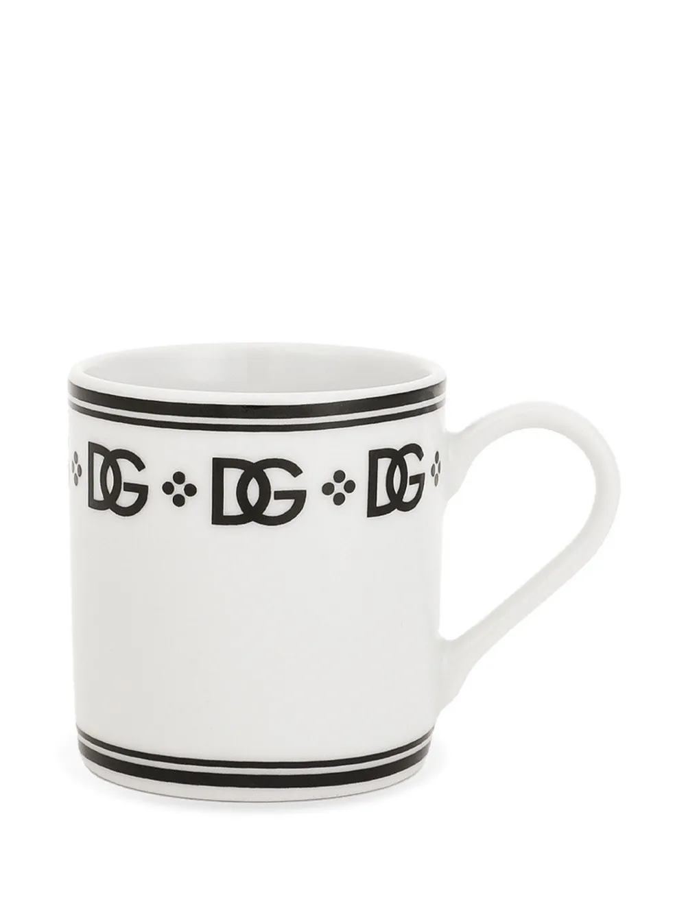 Dolce & Gabbana Porcelain Espresso Cups With Saucers (set Of Two) In Weiss
