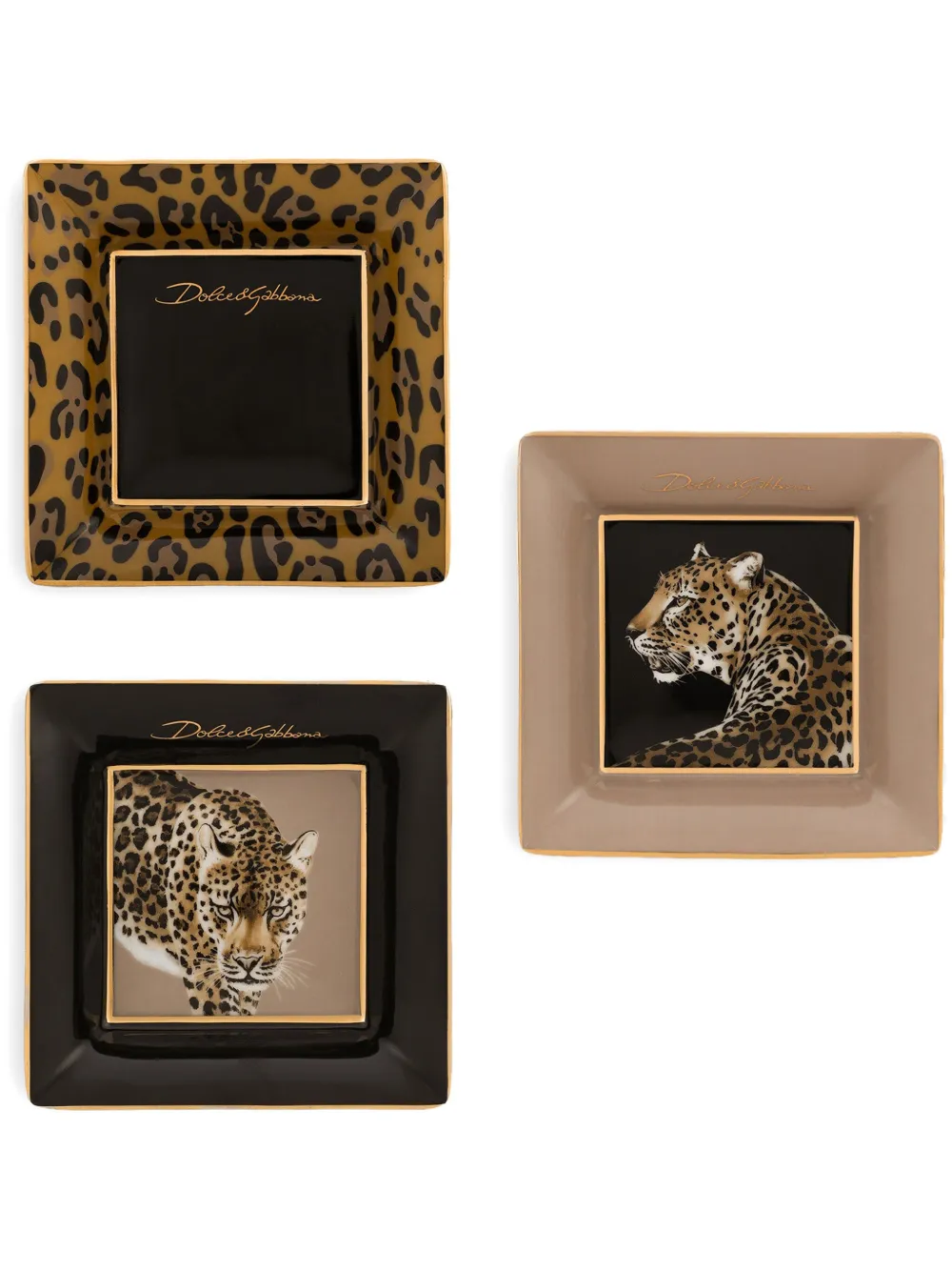 Dolce & Gabbana porcelain trinket tray (set of three) | Brown | Image 1
