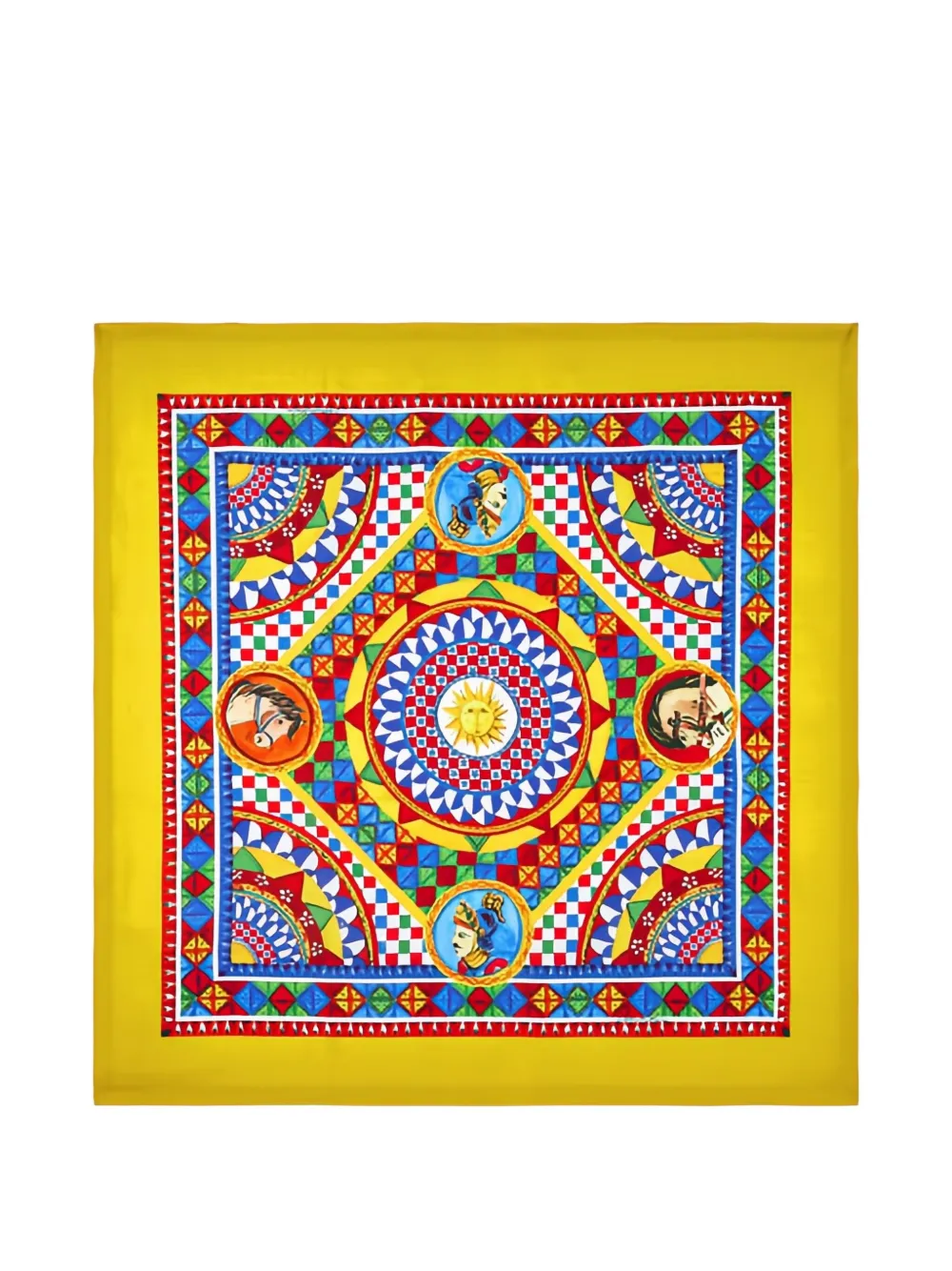 Dolce & Gabbana Four-seater Printed Linen Tablecloth In Yellow