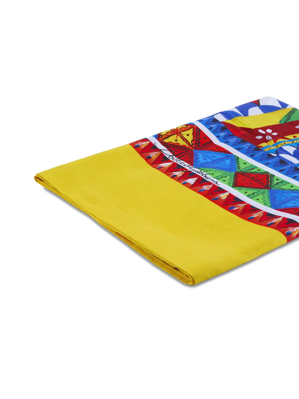 Dolce & Gabbana Four-seater Printed Linen Tablecloth In Yellow