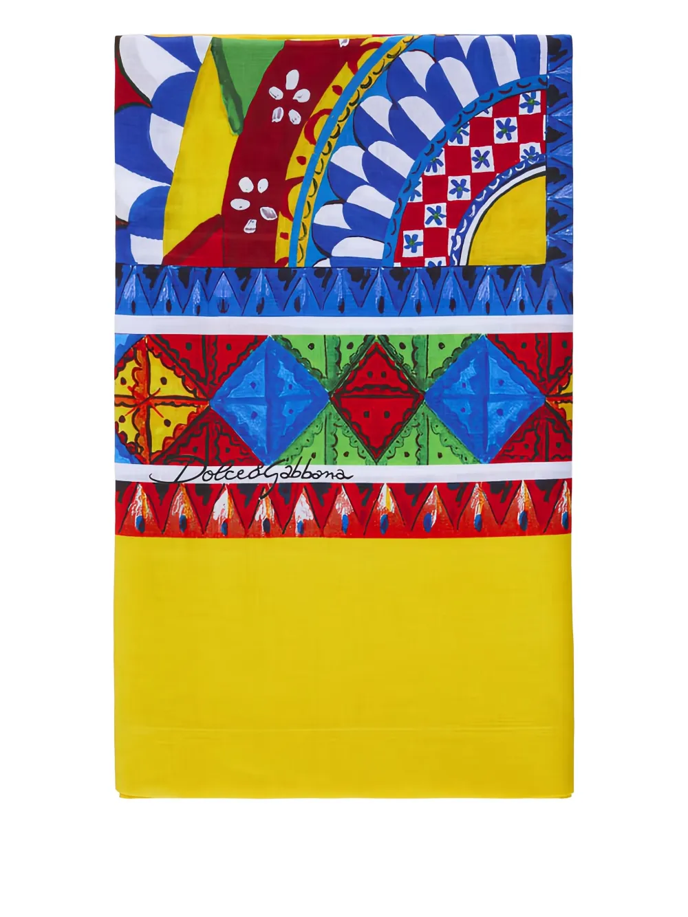 Dolce & Gabbana Four-seater Printed Linen Tablecloth In Yellow