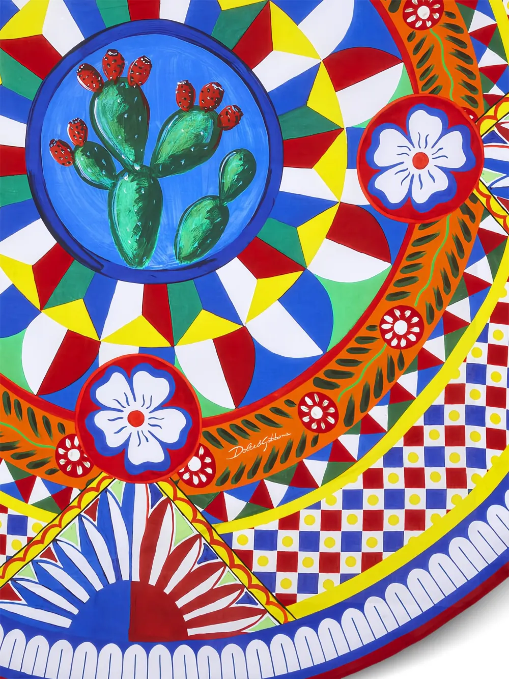 Dolce & Gabbana Cactus-print Linen Tablecloth In Multi