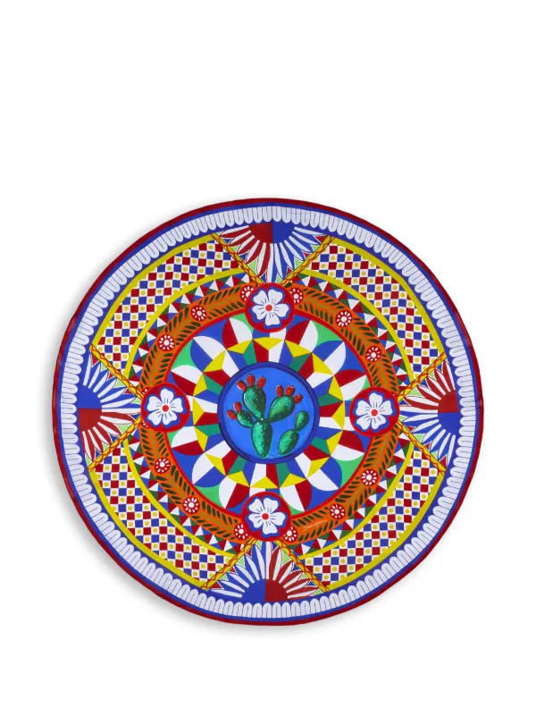 Dolce & Gabbana Tischdecke Aus Leinen Mit Kaktus-Print | Blau | FARFETCH DE