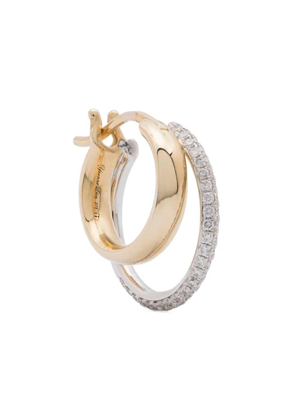 Yvonne Léon フープピアス 9Kイエローゴールド&ホワイトゴールド - シルバートーン Yvonne Léon フープピアス 9Kイエローゴールド&ホワイトゴールド - シルバートーン