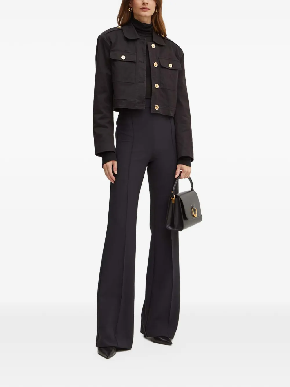 Michael Kors button-up cropped jacket Zwart