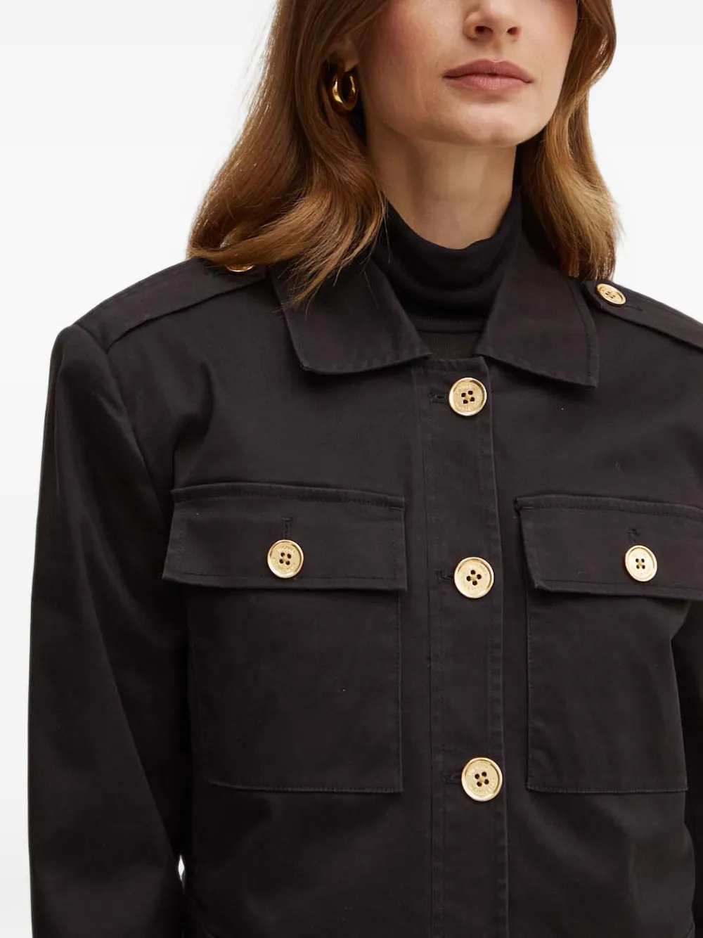 Michael Kors button-up cropped jacket Zwart