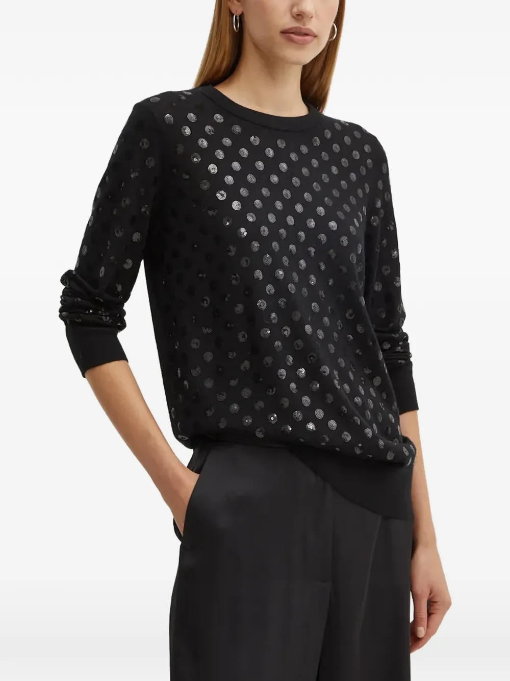 Michael Kors sequined dot wool sweater Zwart