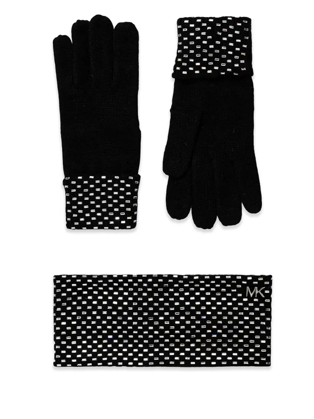 Michael Kors Haarband en handschoenen met studs Zwart