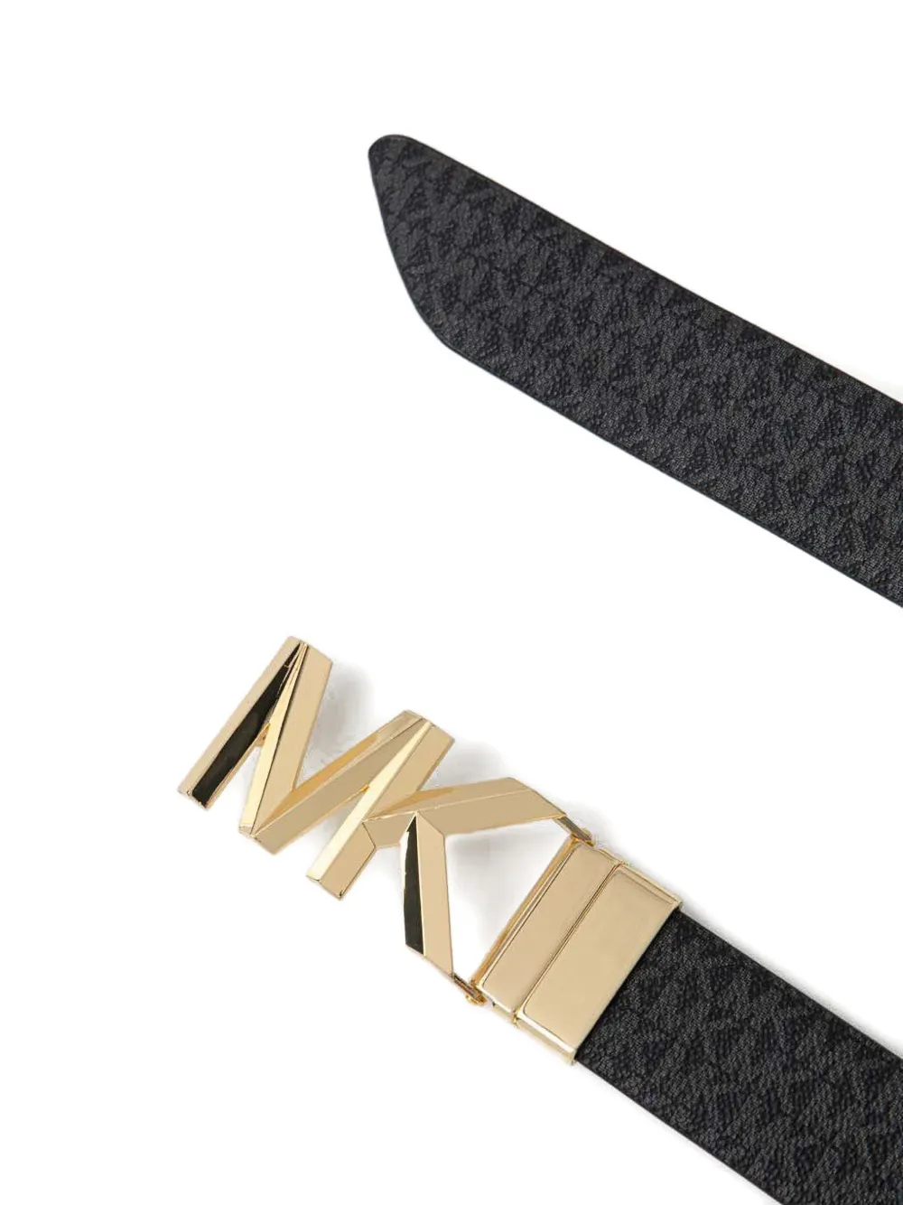 Michael Michael Kors Monogrammed Leather Belt In Black