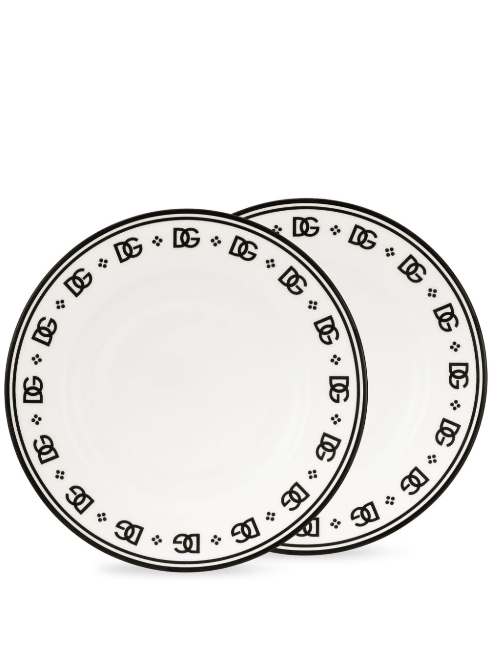 Shop Dolce & Gabbana Porcelain Dessert Plates (set Of Two) In Weiss