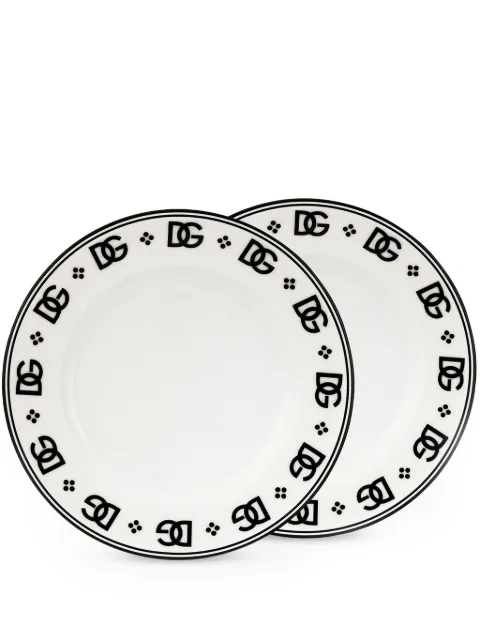 Dolce & Gabbana set de dos platos para postre de porcelana
