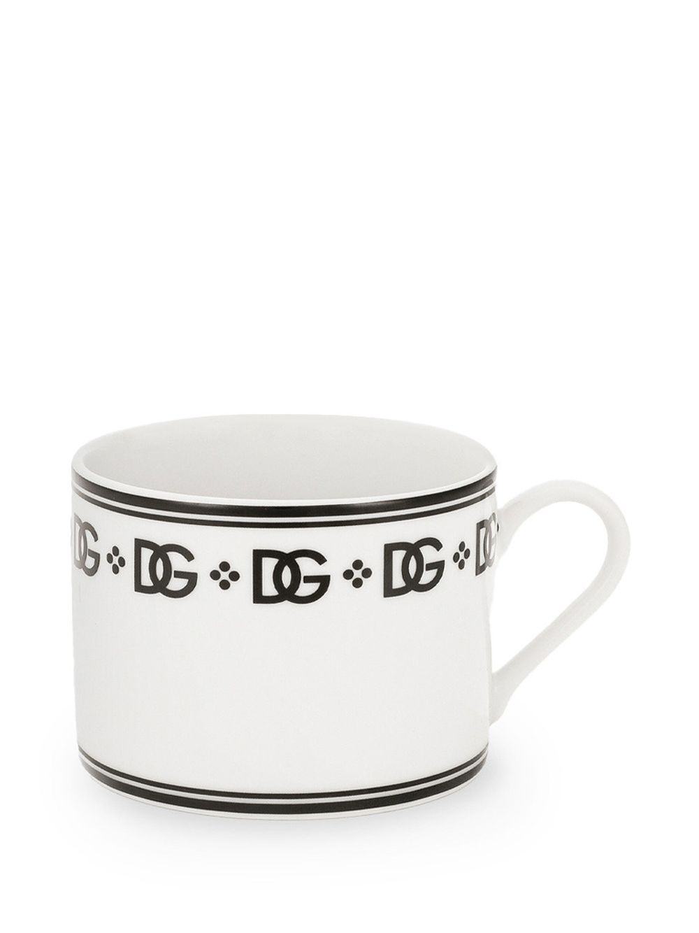 Shop Dolce & Gabbana Dg-print Teacups (set Of Two) In Weiss