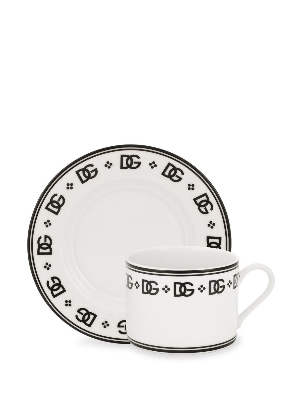 Shop Dolce & Gabbana Dg-print Teacups (set Of Two) In Weiss