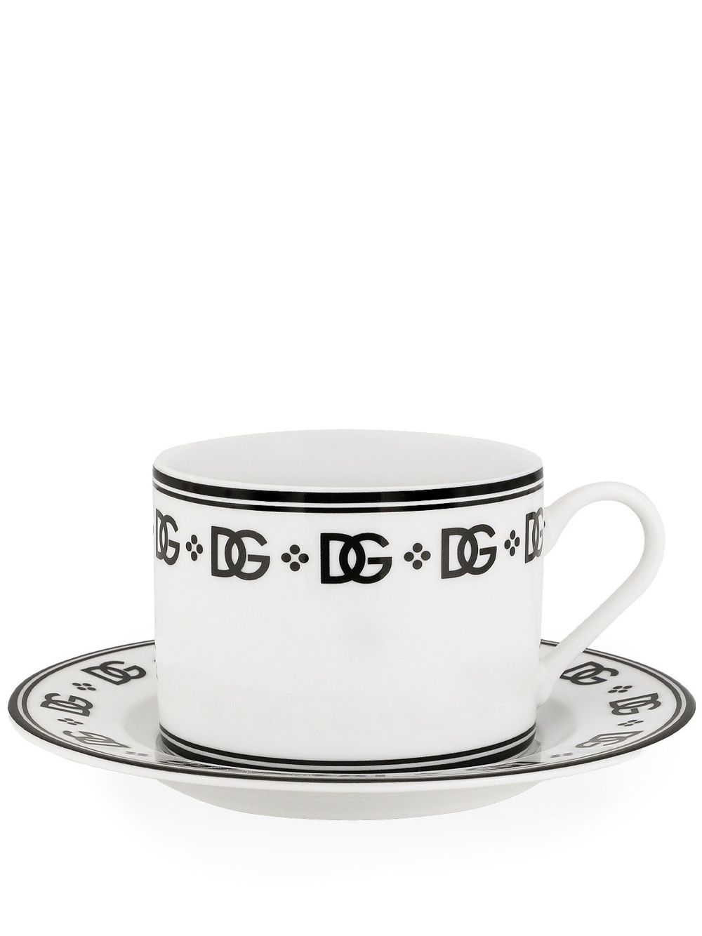 Shop Dolce & Gabbana Dg-print Teacups (set Of Two) In Weiss