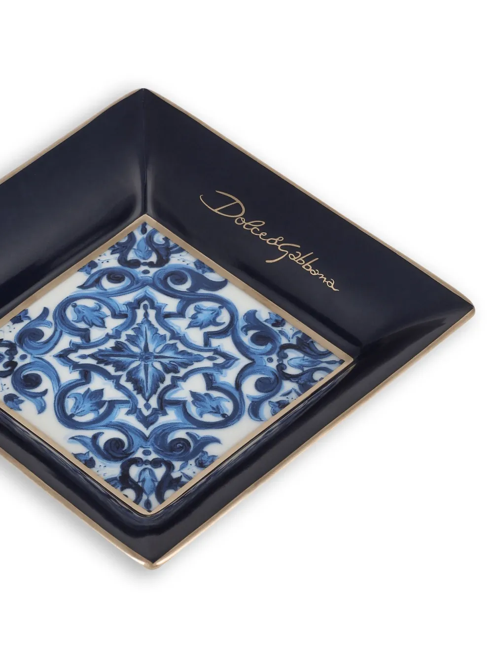 Dolce & Gabbana Porcelain Decorative Tray In Schwarz