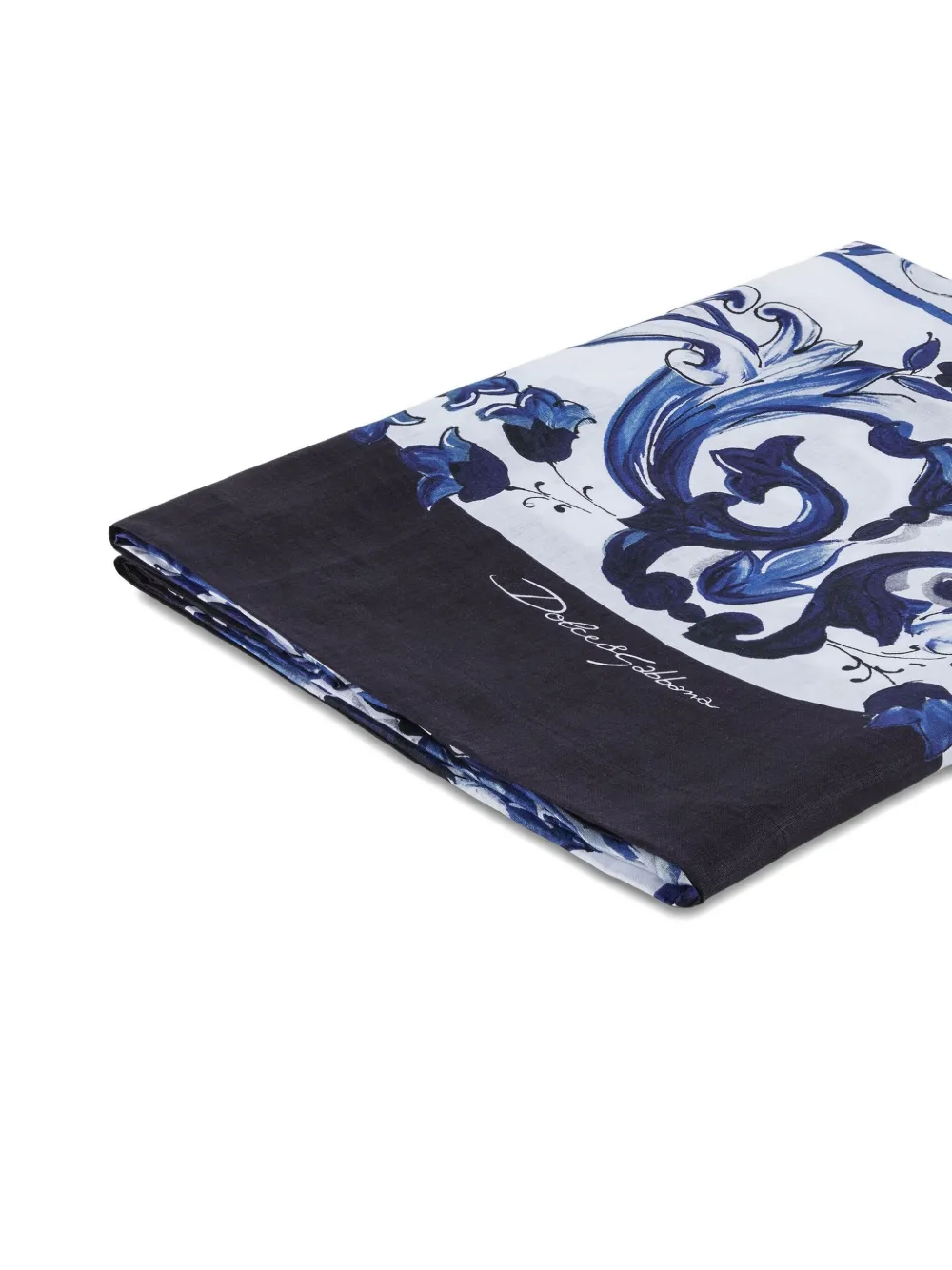 Dolce & Gabbana 10-seater Linen Tablecloth In Blue