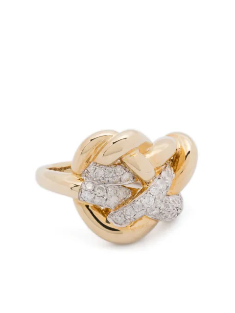 Yvonne Léon anillo en oro amarillo de 9kt con diamantes