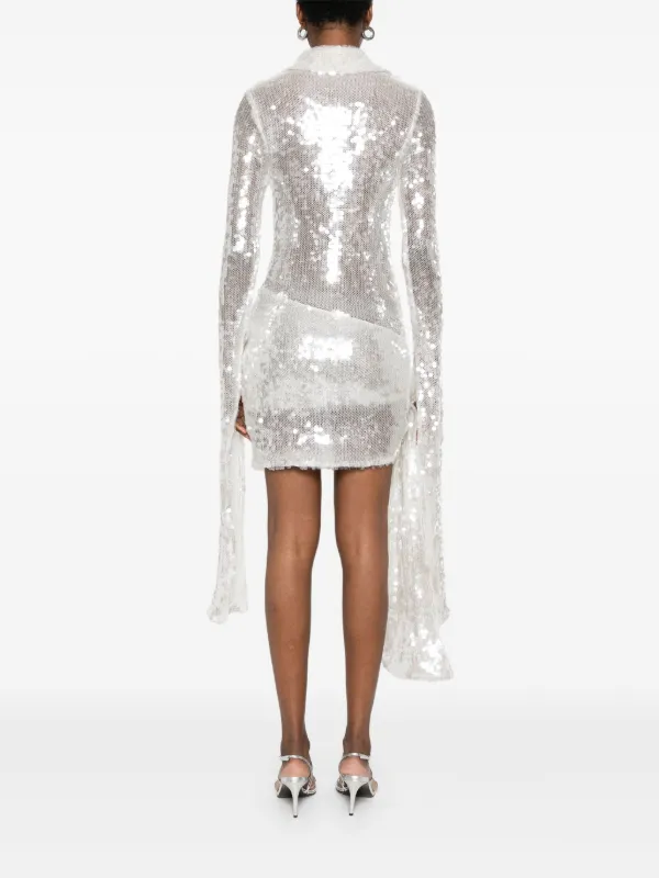Coperni Knotted Sequinned Mini Dress | White | FARFETCH JO