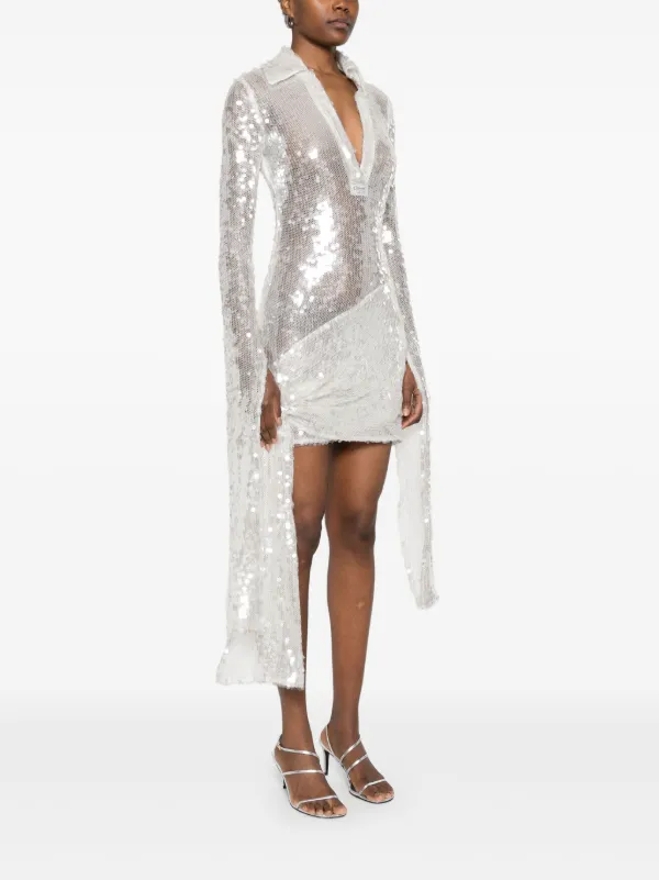 Coperni Knotted Sequinned Mini Dress | White | FARFETCH GE